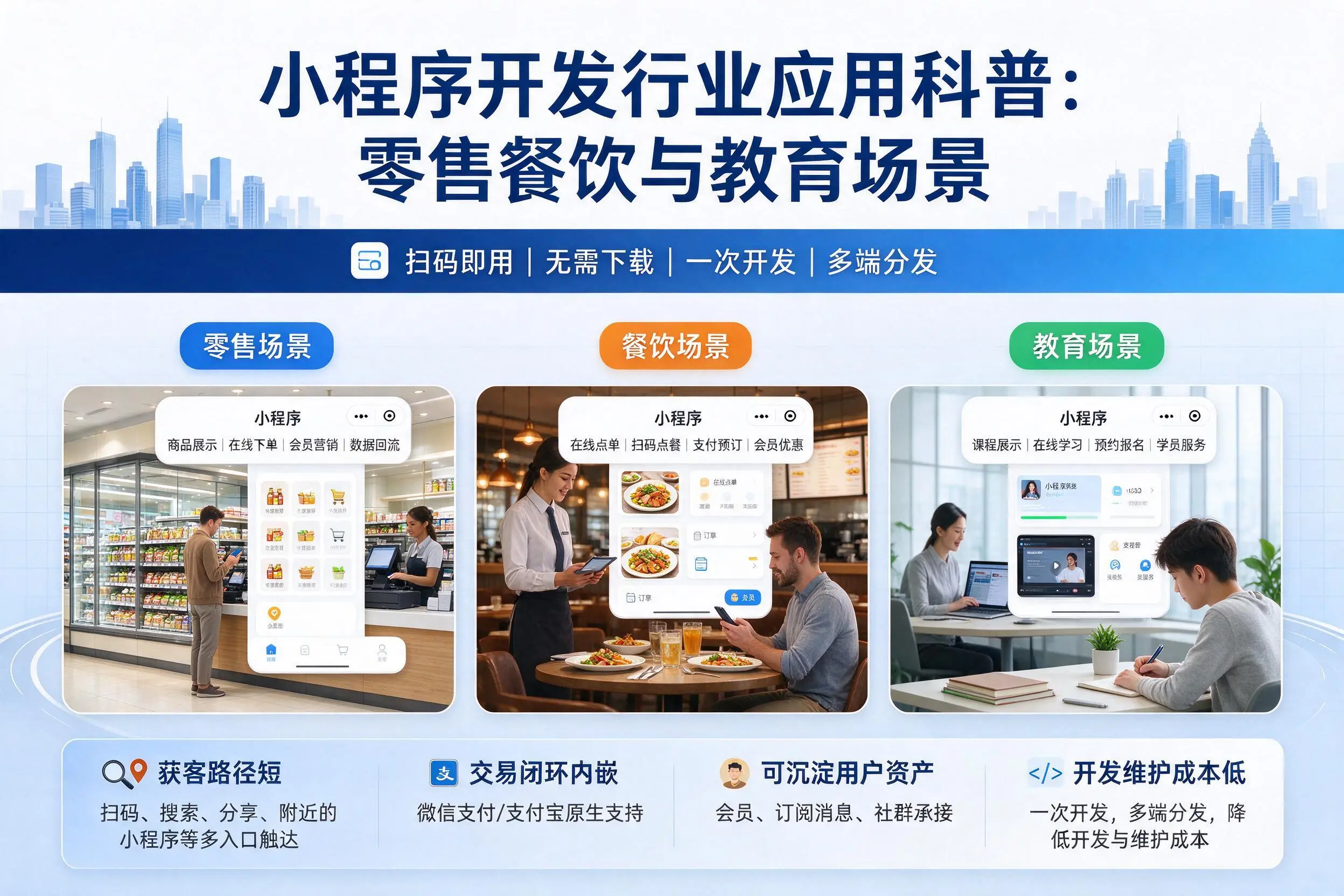 双鸭山小程序开发行业应用科普:零售餐饮与教育场景