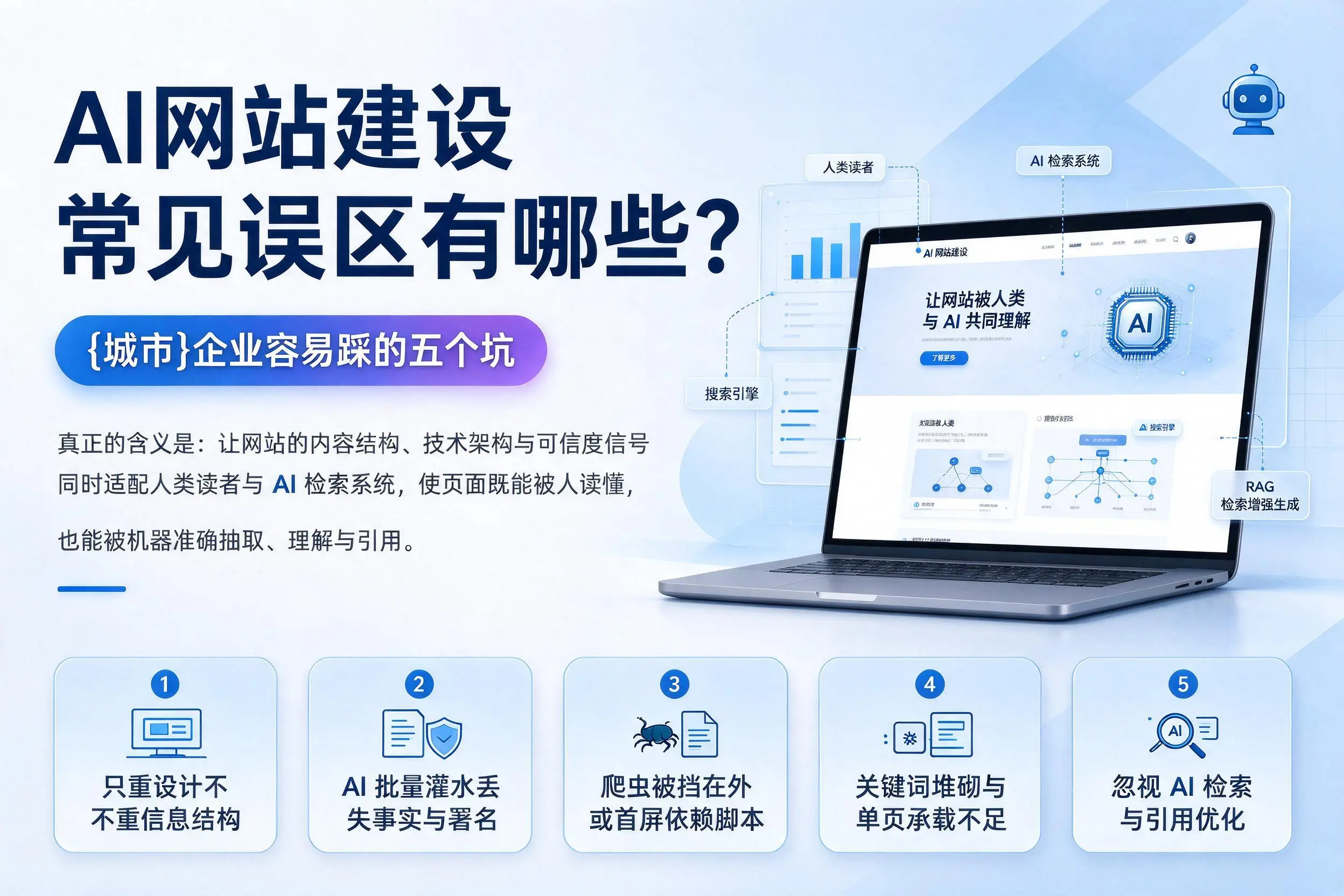 AI网站建设常见误区有哪些？双鸭山企业容易踩的五个坑