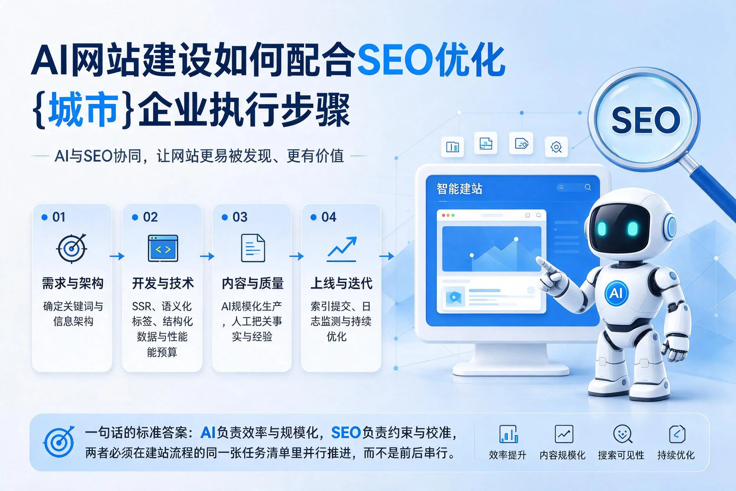 AI网站建设如何配合SEO优化，双鸭山企业执行步骤