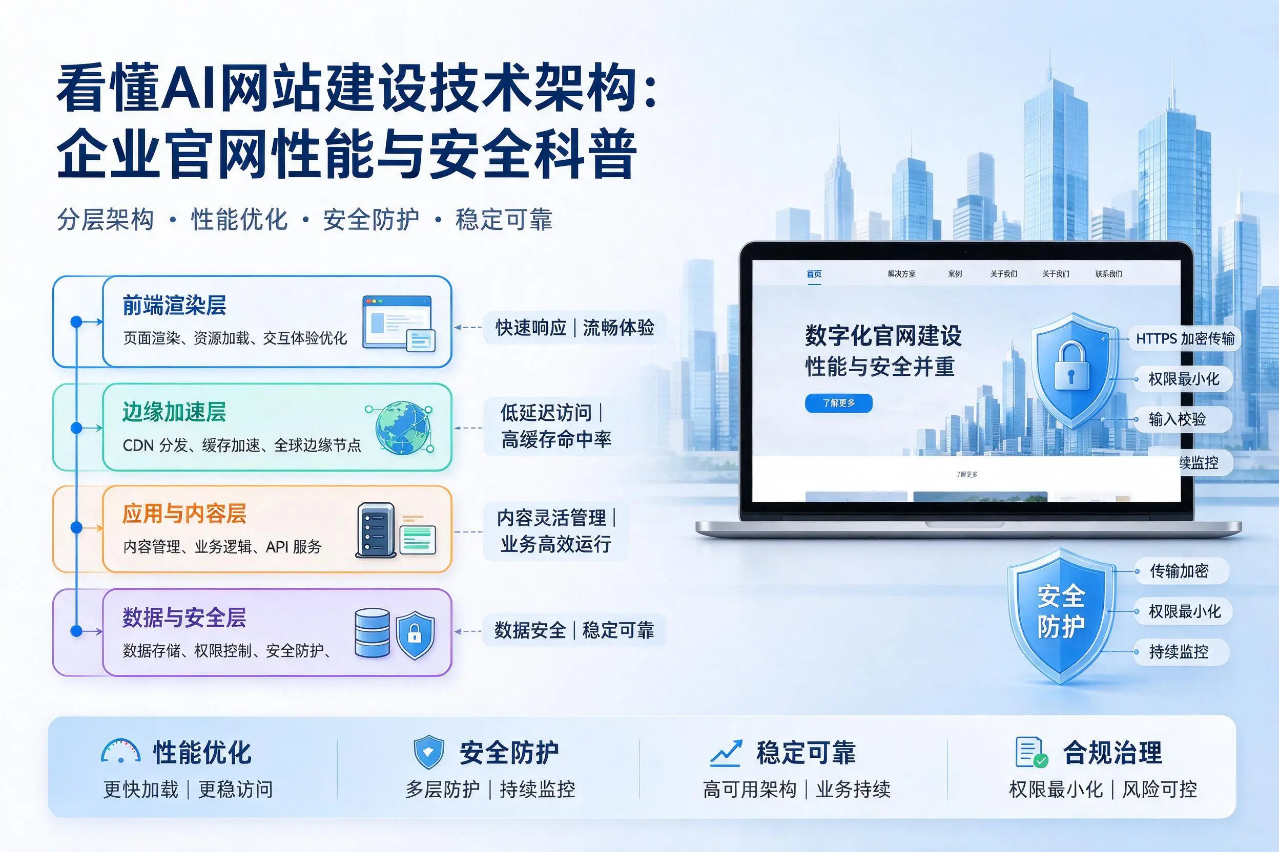 看懂AI网站建设技术架构：双鸭山企业官网性能与安全科普