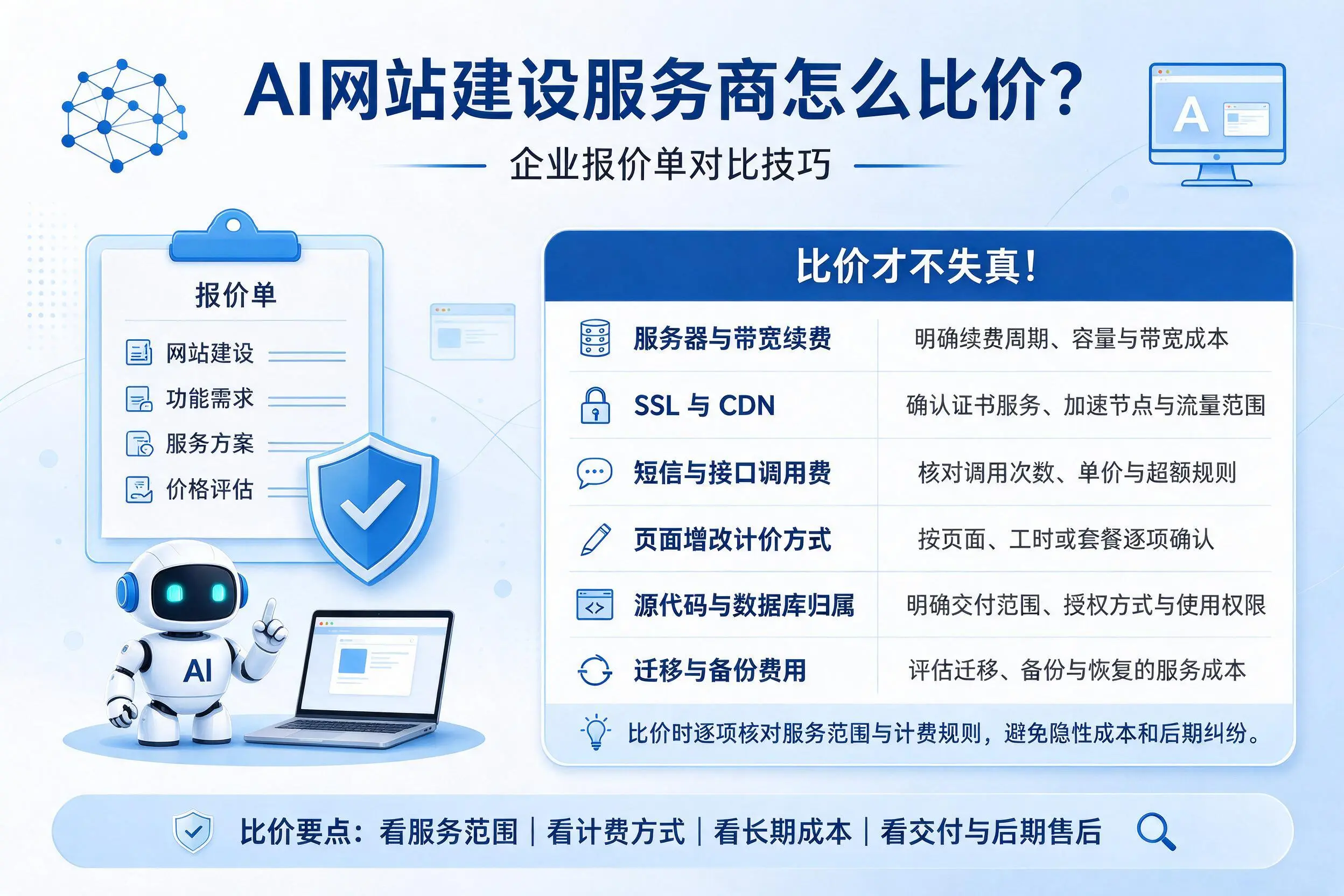 AI网站建设服务商怎么比价？双鸭山企业报价单对比技巧