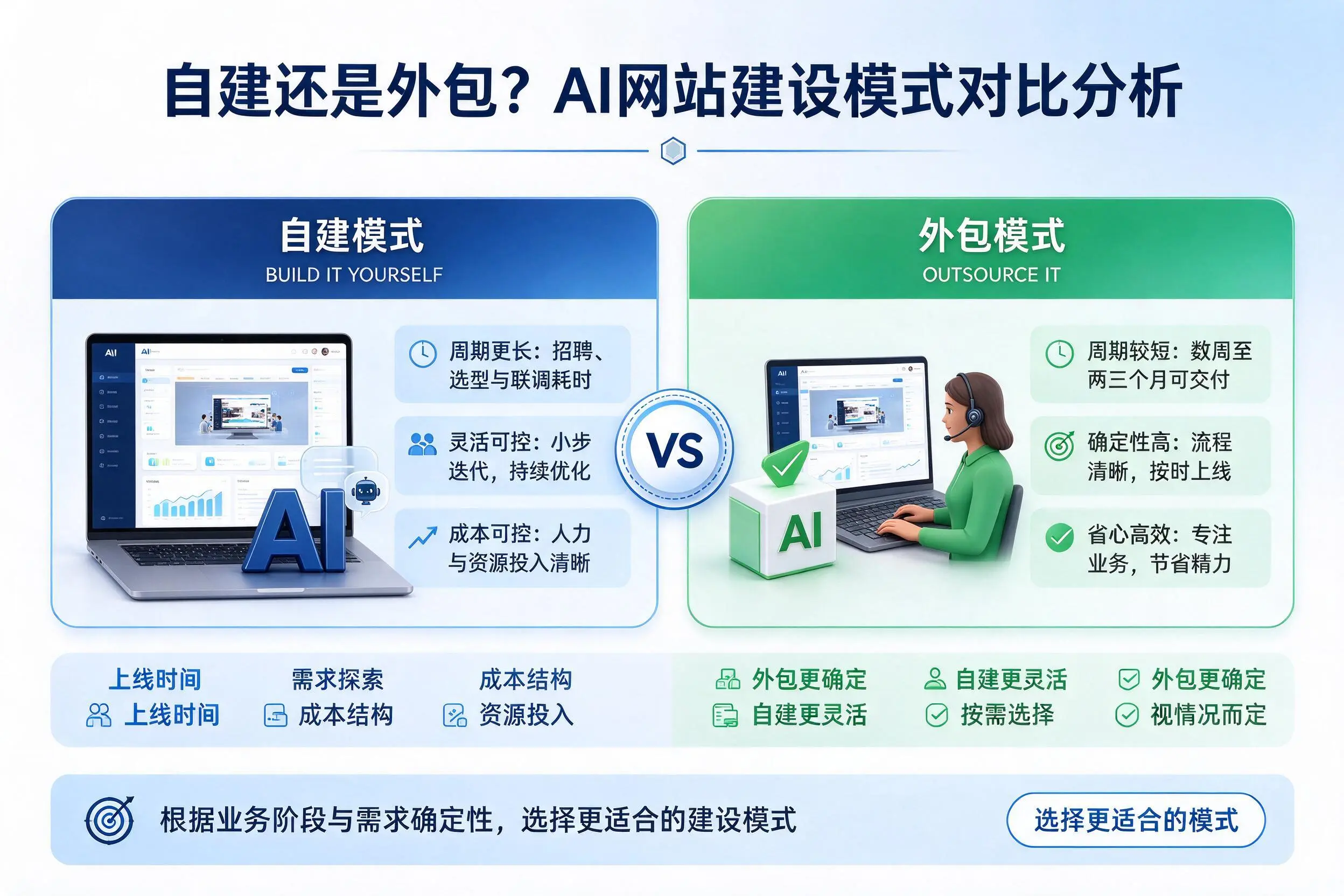 自建还是外包？双鸭山AI网站建设模式对比分析