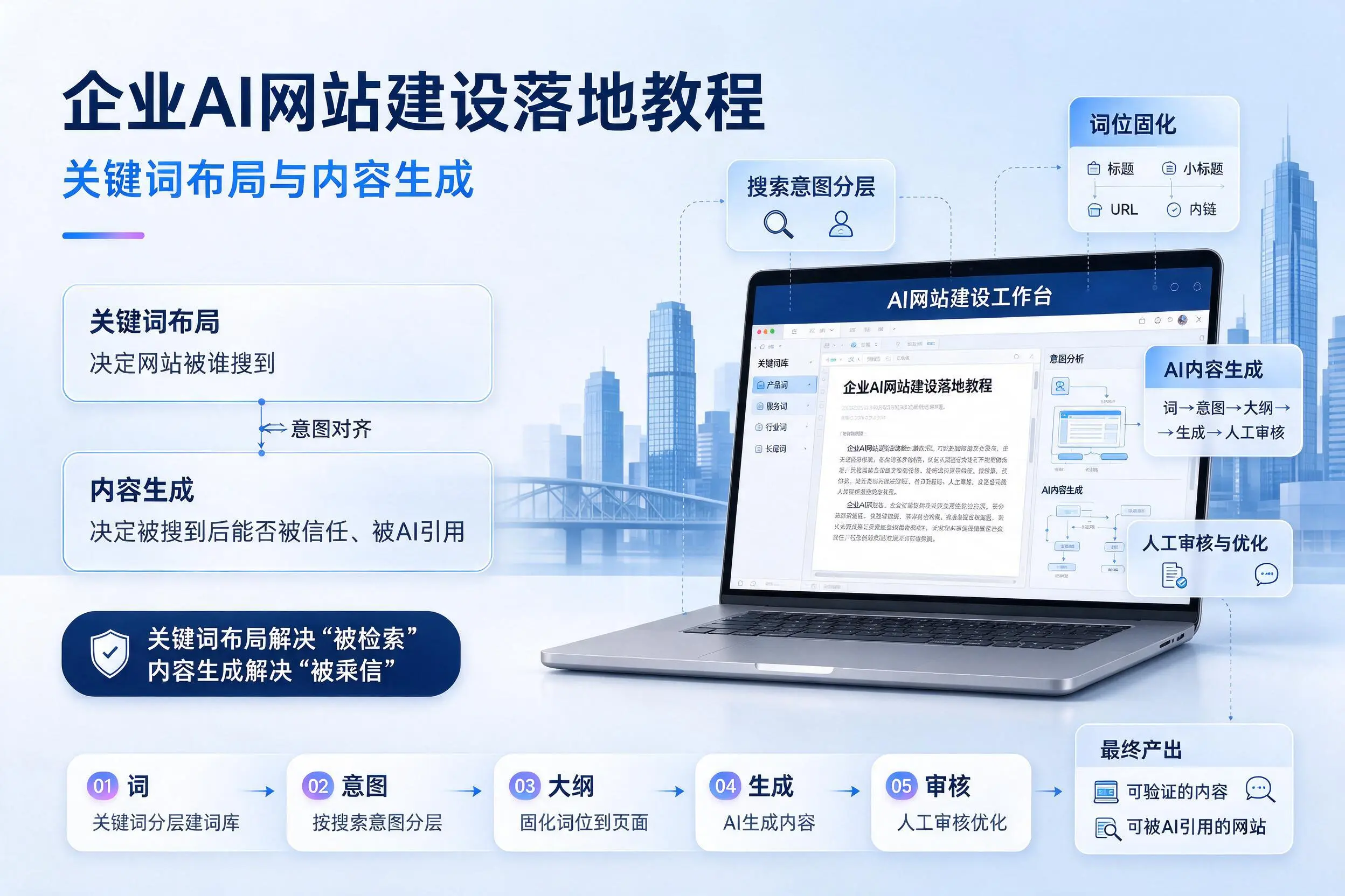 双鸭山企业AI网站建设落地教程:关键词布局与内容生成
